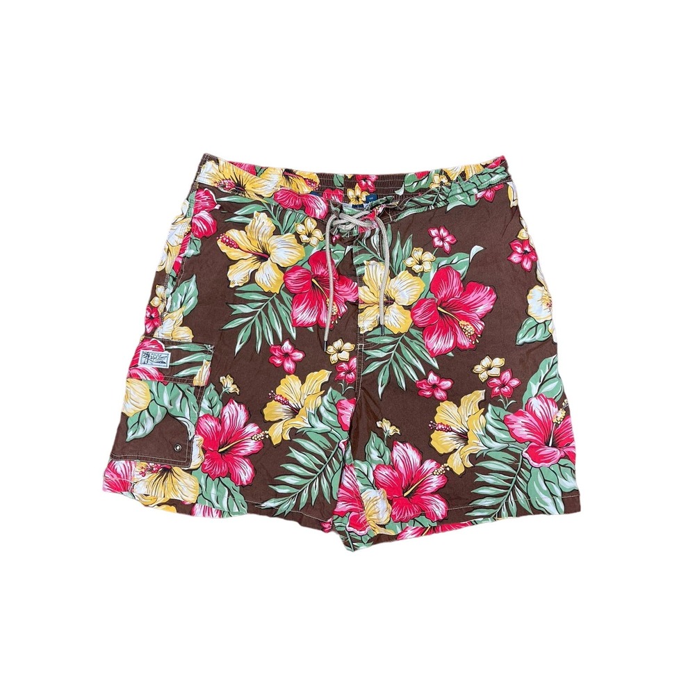 Polo Ralph Lauren Vintage Hawaiian Floral Print Swimsuit Trunks Men's Size XL